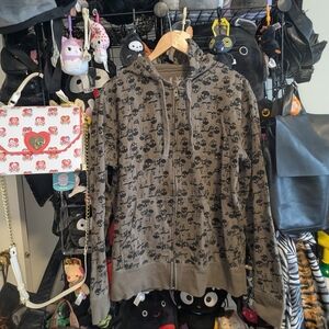 Grunge Skull Print Hoodie